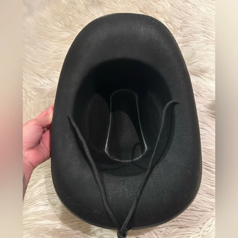 Black Cowboy Hat with Rhinestone Band - Picture 3 of 3
